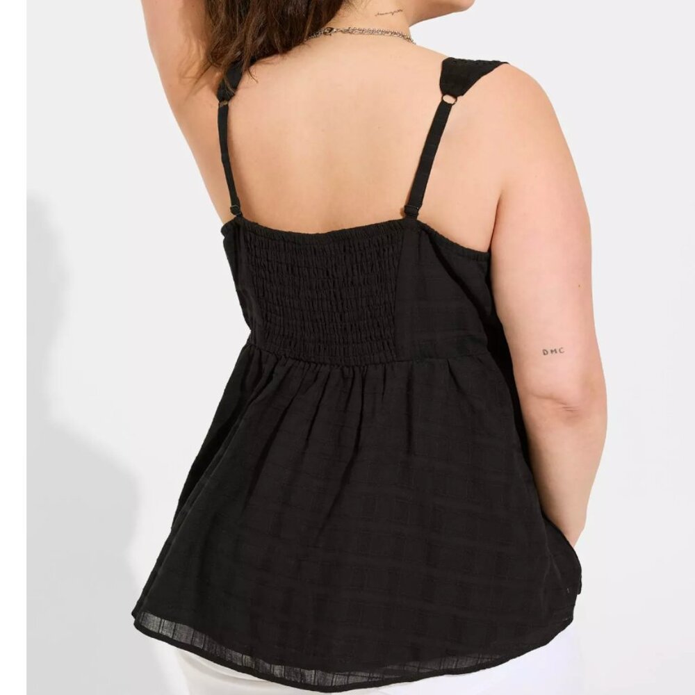 GUC Babydoll Cotton Windowpane Button Front Tank - Picture 2 of 4